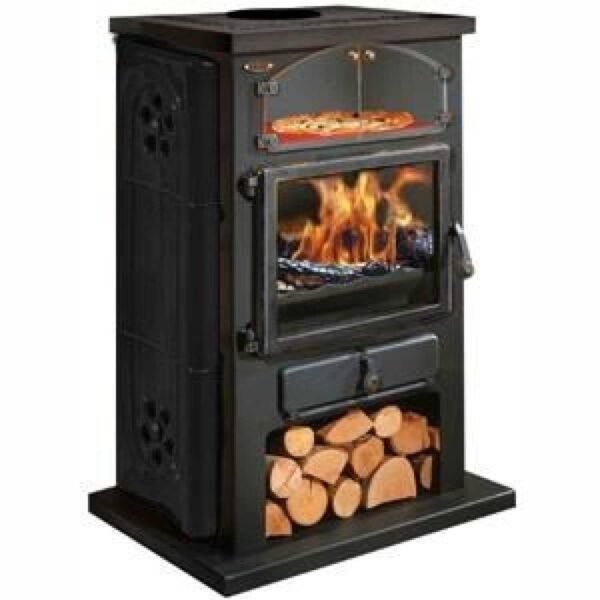 Poêle à Bois Chamonix XXL Décor Céramique porte Laitonnée 12kW in POÊLE & CHEMINÉE
