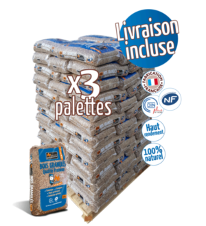 Palette de granulés Woodstock × 3 (198 sacs) de 15 kg